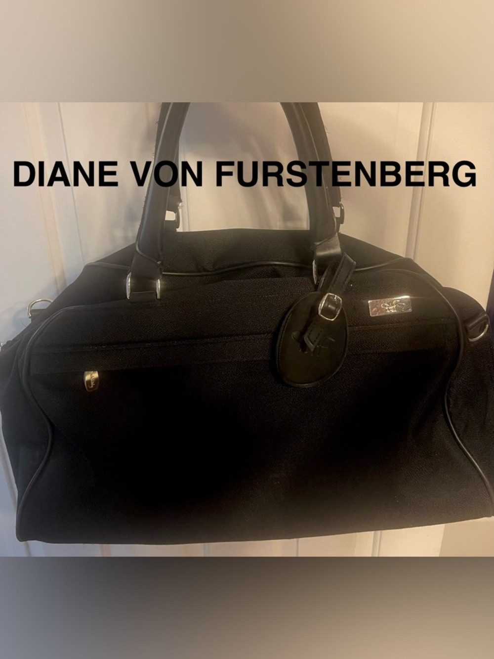 Diane Von Furstenberg Black Duffel Travel Bag